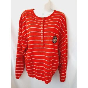 Chaus red white vintage wool blend crest patch medium sweater